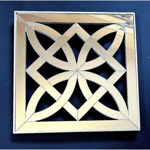 Square Geometric Cutout Mirror Wall Decor Decorative Mirror Silver Frame 14" SQ